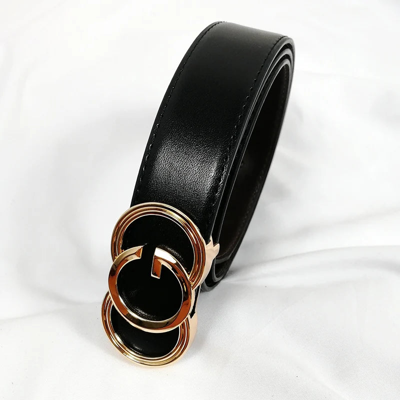 Belts for Women Men Luxury Bothside Genuine Leather High Quality Jeans Belt Fashion G Metal Buckle Ceinture Femme Waistband