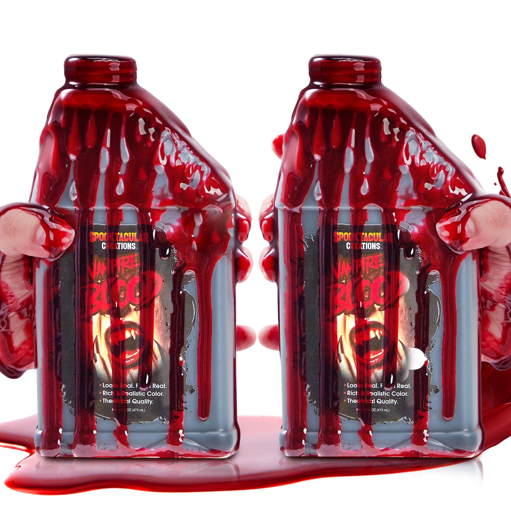 2 Pcs 16 Oz Halloween Fake Blood,Vampire Blood Makeup Bottle,Halloween Blood Zombie Makeup,Vampire Makeup Kit for Adults,Halloween Costume Vampire Accessories