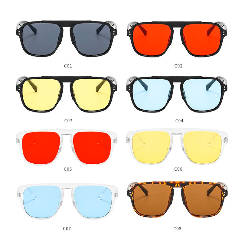 Fashion Oversized Yellow Square Sunglasses Women 2021 Design Rivets Decor Acrylic Rectangle Sun Glasses Shades Eyewear Wholesale