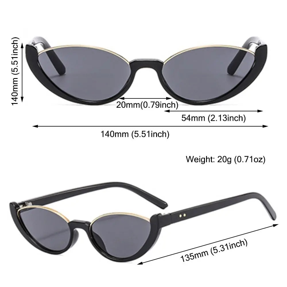 2024 New Retro Small Half Frame Sunglasses Women Cat Eye Trendy Vintage Modern Eyewear Fashion Luxury Cycling Sun Glasses