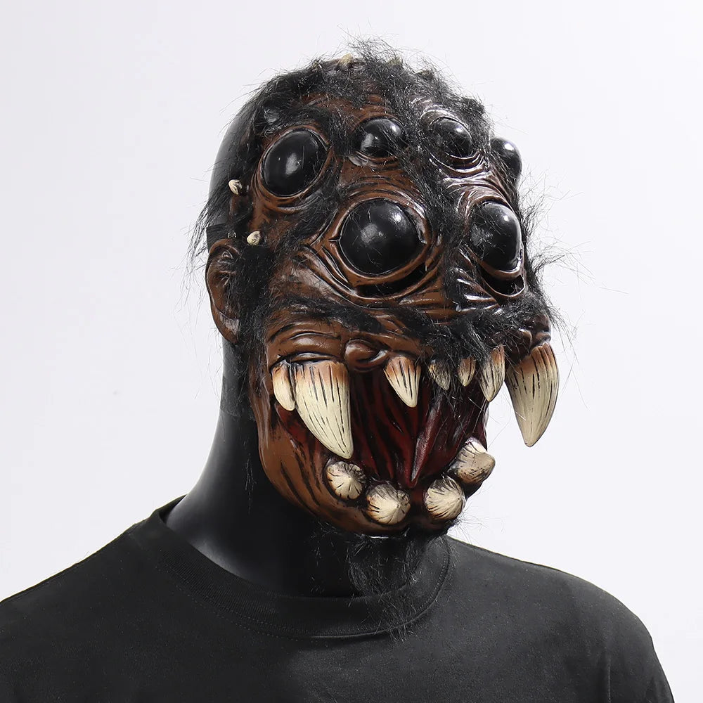 Horror Creepy Spider Mask Cosplay Scary Animal Spiders Big Eyes Tooth Open Mouth Latex Helmet Halloween Party Costume Props