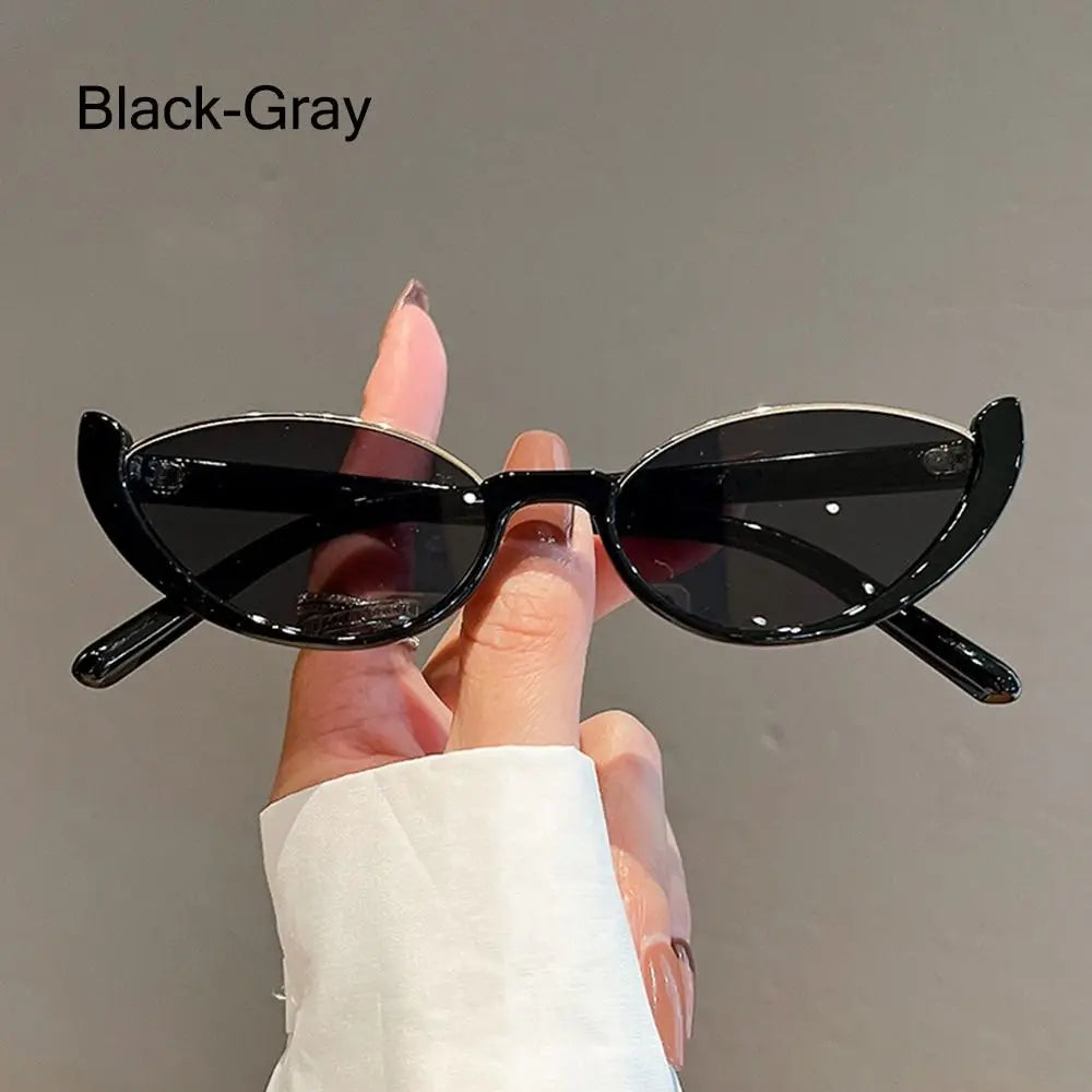 2024 New Retro Small Half Frame Sunglasses Women Cat Eye Trendy Vintage Modern Eyewear Fashion Luxury Cycling Sun Glasses