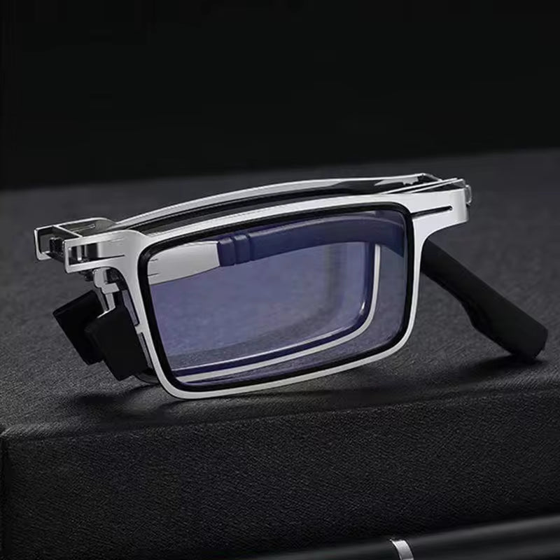 Portable Folding Reading Glasses for Men Metal round Square anti Blue Light Eyeglasses Men Presbyopia Gafas with Diopters Plus